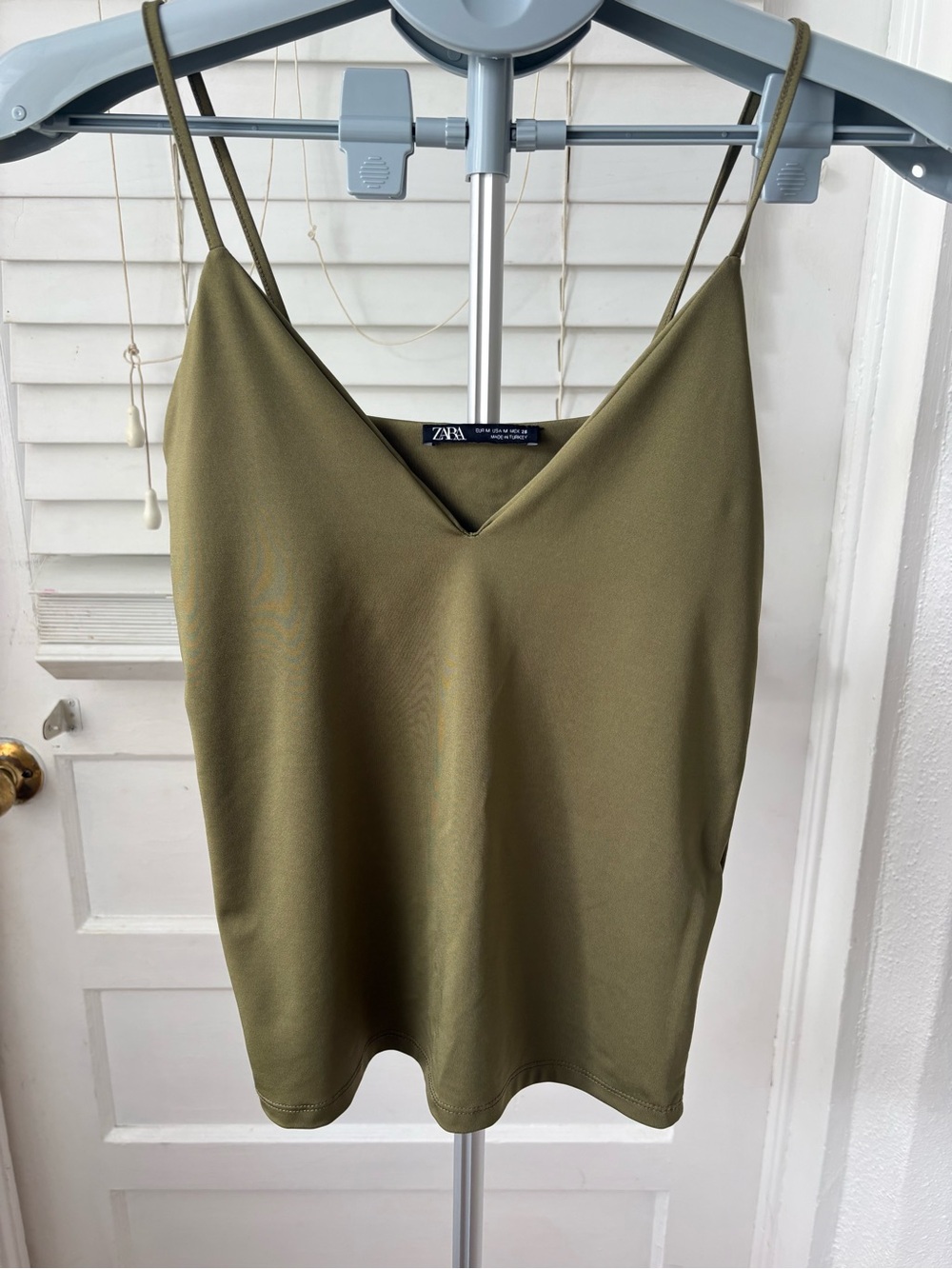 Zara - Olive Green Stretch Camisole Tank Top - size medium